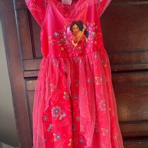 Red Princess Dress with Floral Design